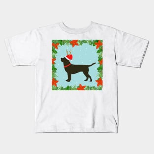 Black Labrador with Santa hat Kids T-Shirt